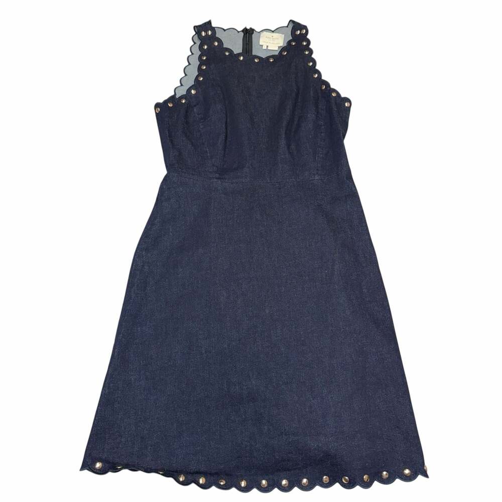Kate Spade Scalloped Neckline Studded Denim Dress Size 8